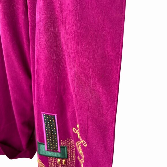 VTG CITY GIRL SPORT FUCHSIA EMBELLISHED CUFFED SLV 80'S OPEN FRONT BLAZER JACKET - Picture 4 of 5